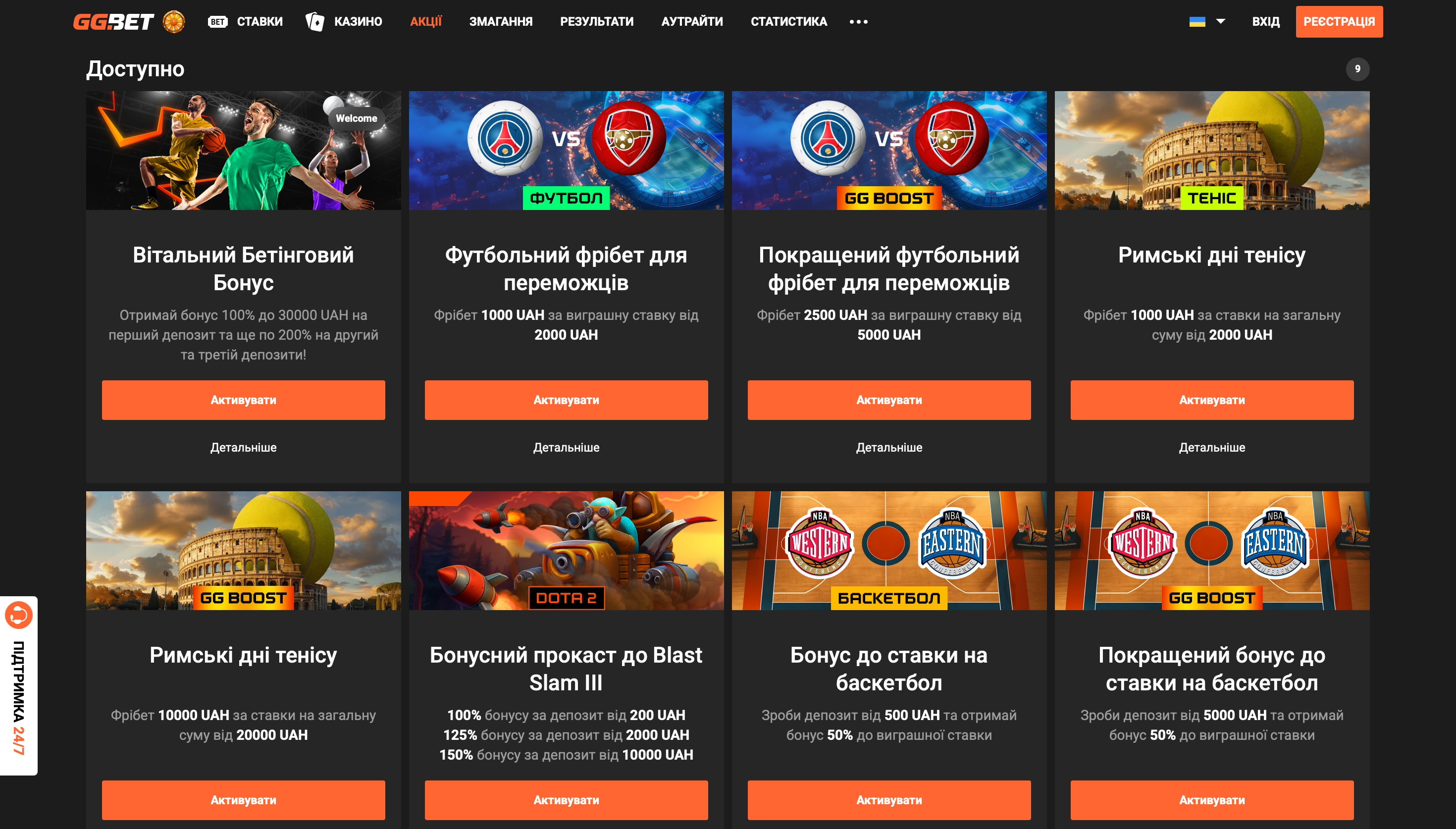 GG.BET бонуси при реєстрації